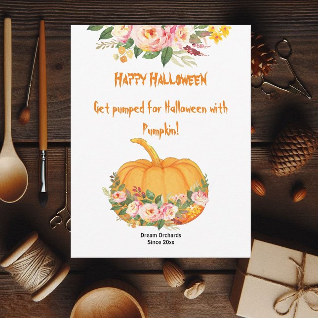 Lebhafte Orange Halloween Pumpkin Wasserfarbe Rose (Vibrant Orange Halloween Pumpkin Watercolor Roses)