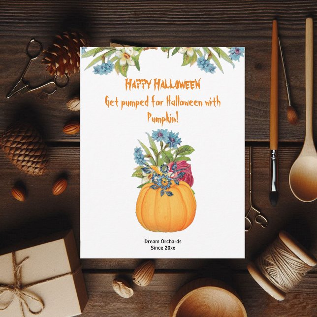 Lebhafte Orange Halloween Pumpkin Wasserfarbenflor (Vibrant Orange Halloween Pumpkin Watercolor Flora)