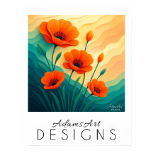 Lebhafte Orange Poppies Moderne botanische Kunst