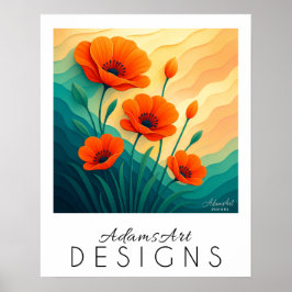 Lebhafte Orange Poppies Moderne botanische Kunst Poster