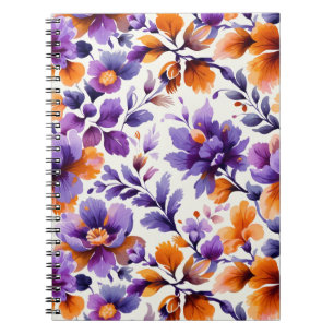 Lebhafte Orange und Lila Wasserfarbe Spiral Notizblock