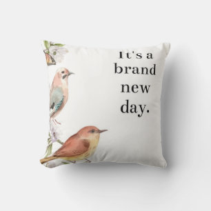Lebhafte Orange Watercolor Birds Throw Kissen