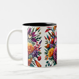 Lebhafte Orchid & Dahlia Floral Zweifarbige Tasse
