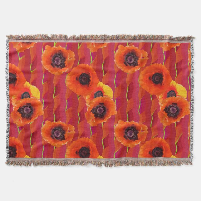Lebhafte orientalische Poppies Decke (Vorderseite)