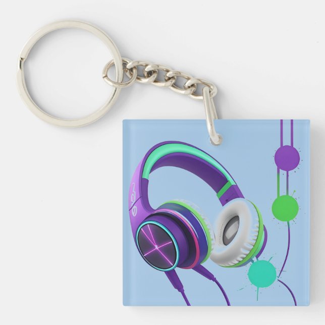 Lebhafte Over-Ear-Kopfhörer Schlüsselanhänger (Vorderseite)