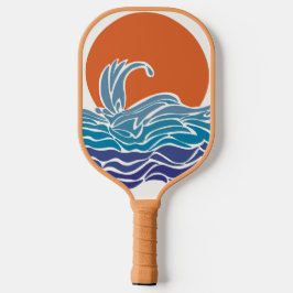 Lebhafte Ozeanwellen & Sonnenuntergang Pickleball  Schläger