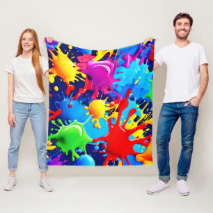 Lebhafte Paint-Spritzer: Eine fette Farbenanweisun Fleecedecke