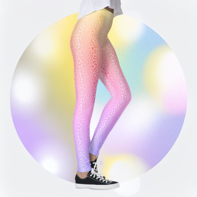Lebhafte Pastel Gradient Leopard Print Leggings (Von Creator hochgeladen)