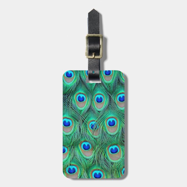 Lebhafte Peacock Feathers Gepäckanhänger (Vorderseite vertikal)