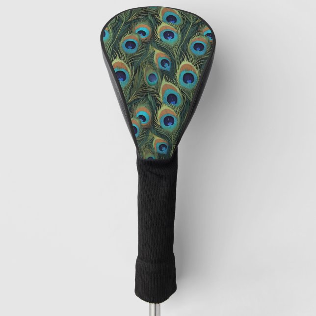 Lebhafte Peacock Feathers Golf Headcover (Vorderseite)