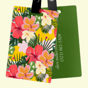 Lebhafte, personalisierbare tropische Flora Gepäckanhänger