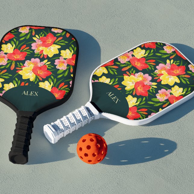Lebhafte, personalisierbare tropische Flora Pickleball Schläger (Von Creator hochgeladen)