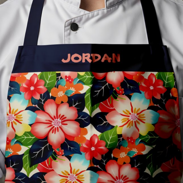 Lebhafte, personalisierbare tropische Flora Schürze (Von Creator hochgeladen)