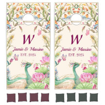 Lebhafte Pfau- und Blumenhochzeit