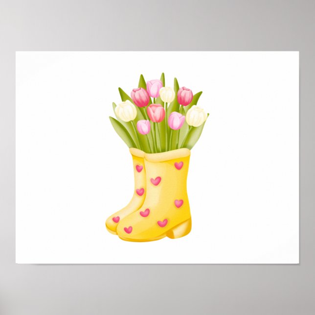 Lebhafte Pflanze in Boots Wasserfarbe Poster (Vorne)