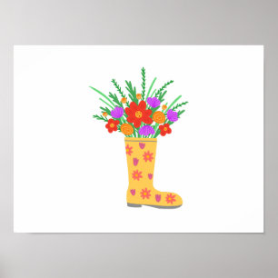 Lebhafte Pflanze in Stiefeln Poster