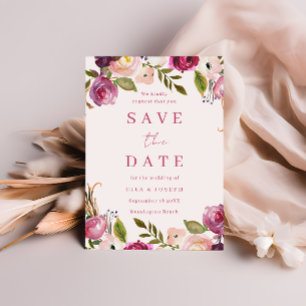 Lebhafte Pink-Aquarell-Blumenzeremonie Save The Date