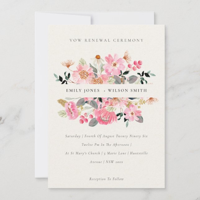 Lebhafte Pink-Aquarellblume-Erneuerung einladen Dankeskarte (Vorderseite)