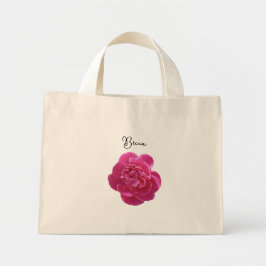 Lebhafte Pink Peony Blume Personalisiert Mini Stoffbeutel