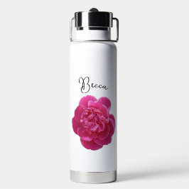 Lebhafte Pink Peony Blume Personalisiert Trinkflasche