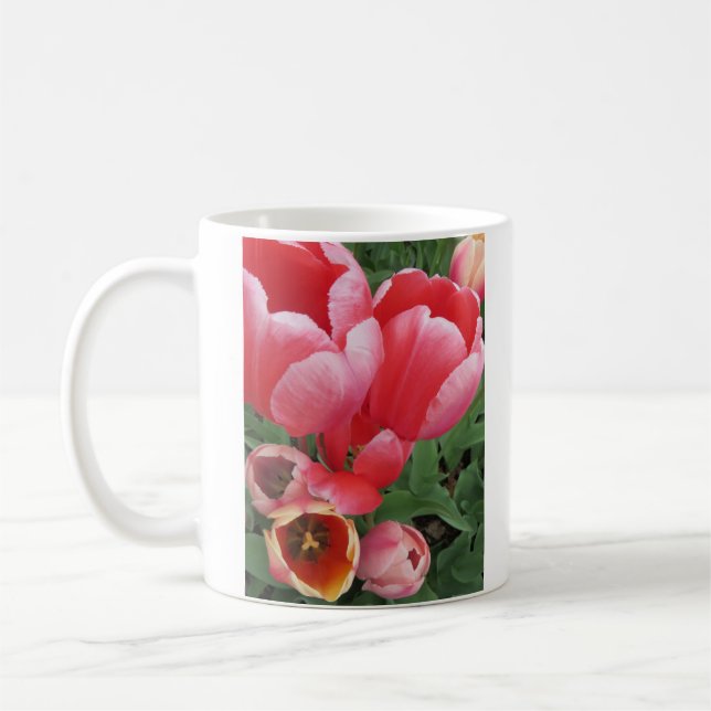 lebhafte Pink Tulpe Blume Foto - Tee-Kaffee-Tasse Kaffeetasse (Links)