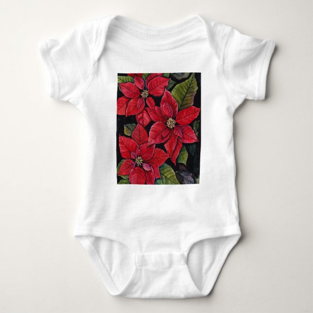 Lebhafte Poinsettia in Wasserfarbe Baby Strampler (Vorderseite)