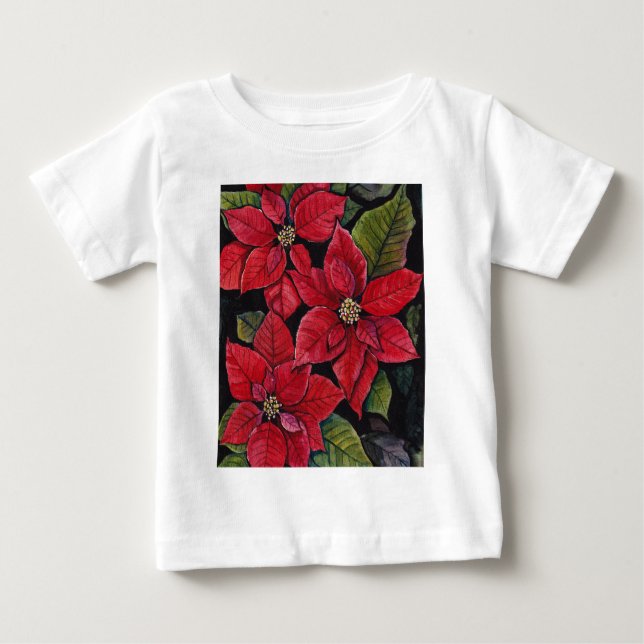Lebhafte Poinsettia in Wasserfarbe Baby T-shirt (Vorderseite)