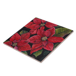 Lebhafte Poinsettia in Wasserfarbe Fliese