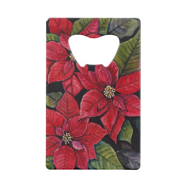 Lebhafte Poinsettia in Wasserfarbe Geldbeutel Flaschenöffner (Vorderseite)