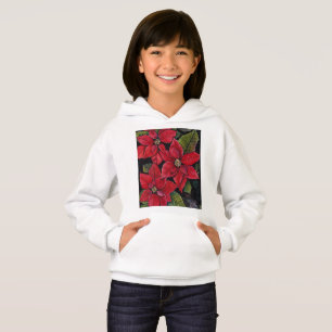 Lebhafte Poinsettia in Wasserfarbe Hoodie