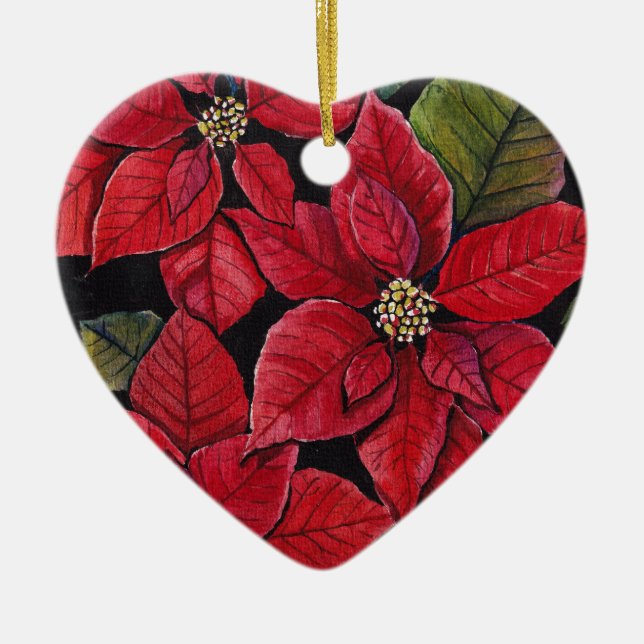 Lebhafte Poinsettia in Wasserfarbe Keramik Ornament (Vorne)