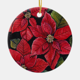 Lebhafte Poinsettia in Wasserfarbe Keramik Ornament