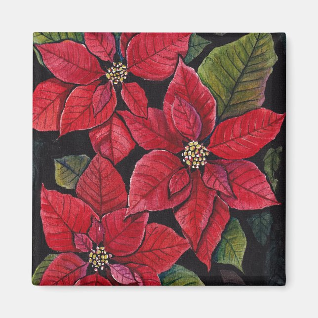 Lebhafte Poinsettia in Wasserfarbe Magnet (Vorne)