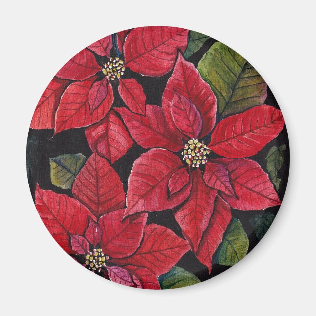 Lebhafte Poinsettia in Wasserfarbe Magnet (Vorne)