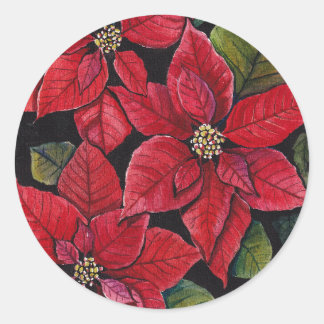 Lebhafte Poinsettia in Wasserfarbe Runder Aufkleber