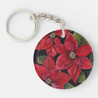 Lebhafte Poinsettia in Wasserfarbe Schlüsselanhänger