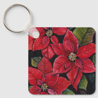 Lebhafte Poinsettia in Wasserfarbe Schlüsselanhänger