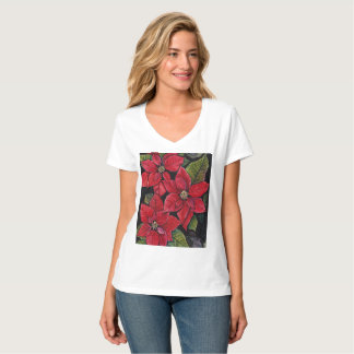 Lebhafte Poinsettia in Wasserfarbe T-Shirt