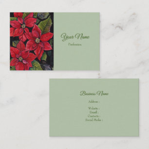 Lebhafte Poinsettia in Wasserfarbe Visitenkarte