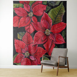 Lebhafte Poinsettia in Wasserfarbe Wandteppich