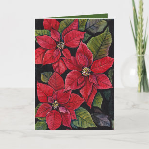 Lebhafte Poinsettias in Wasserfarbe Karte