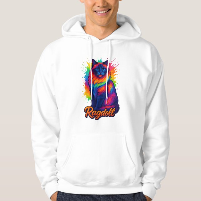 Lebhafte Pop-Art Ragdoll Cat - farbenfrohe Neon St Hoodie (Vorderseite)