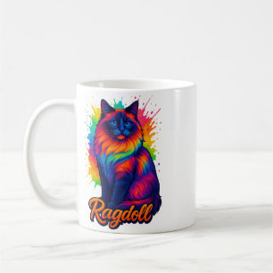 Lebhafte Pop-Art Ragdoll Cat - farbenfrohe Neon St Kaffeetasse