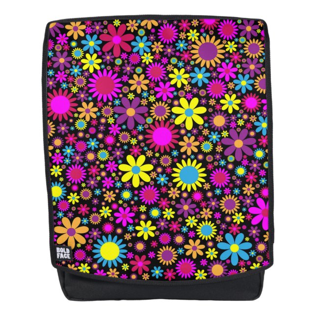 Lebhafte psychedelische Blume in Bloom-67566 Rucksack (Vorderseite)