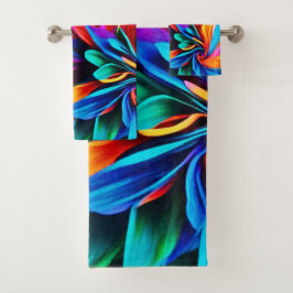 Lebhafte Rainbow-Blume Abstrakt Badhandtuch Set