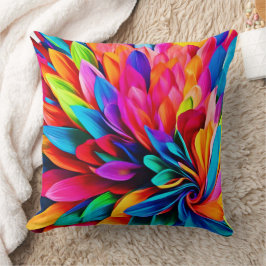 Lebhafte Rainbow-Blume Abstrakt Kissen
