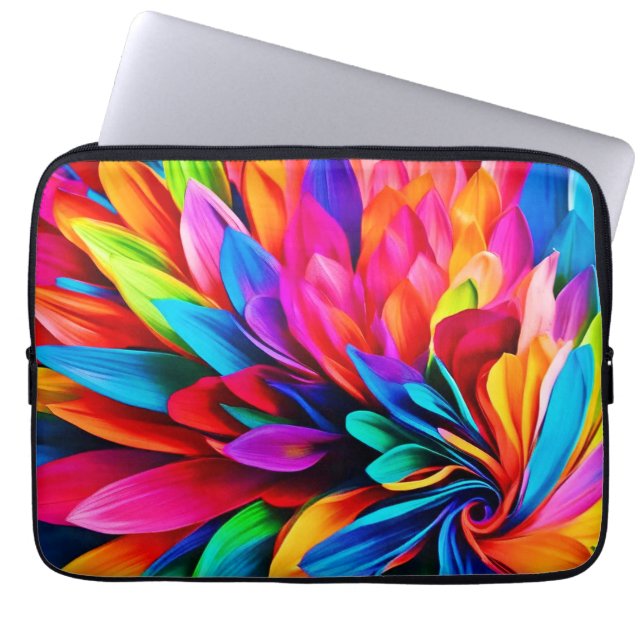 Lebhafte Rainbow-Blume Abstrakt Laptopschutzhülle (Vorderseite)