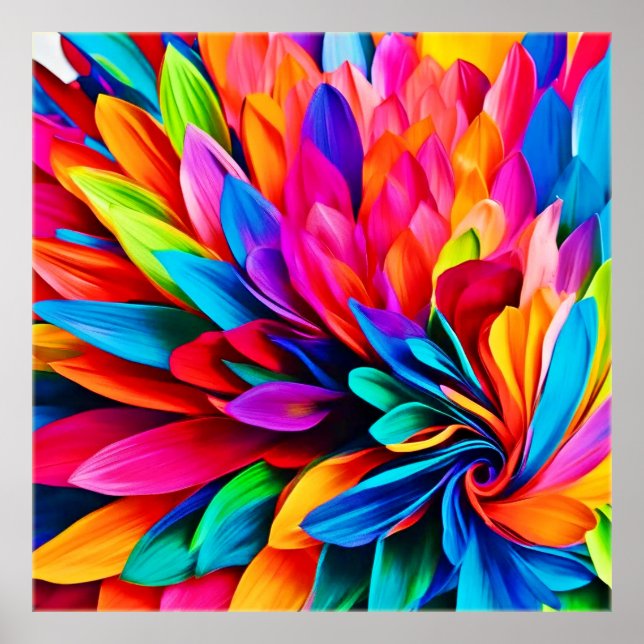 Lebhafte Rainbow-Blume Abstrakt Poster (Vorne)