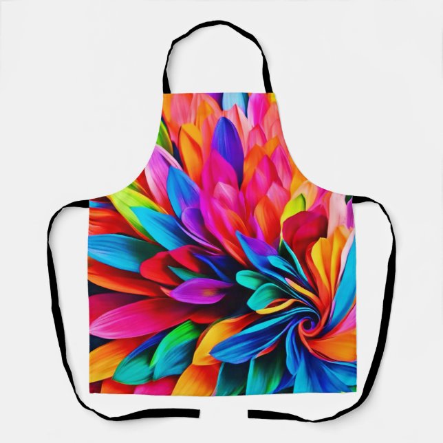 Lebhafte Rainbow-Blume Abstrakt Schürze (Vorderseite)