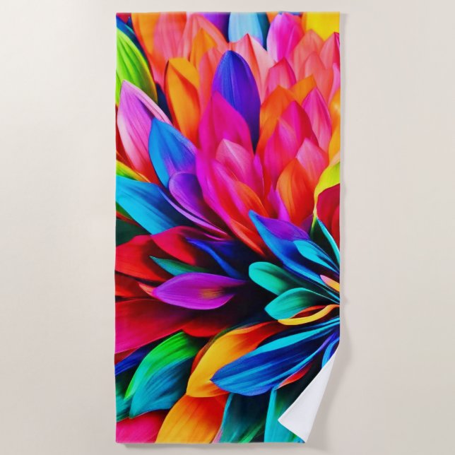 Lebhafte Rainbow-Blume Abstrakt Strandtuch (Vorderseite)